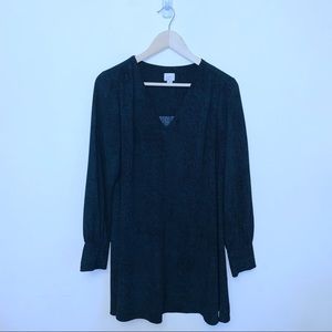 A New Day Green & Black Printed V-Neck Dress